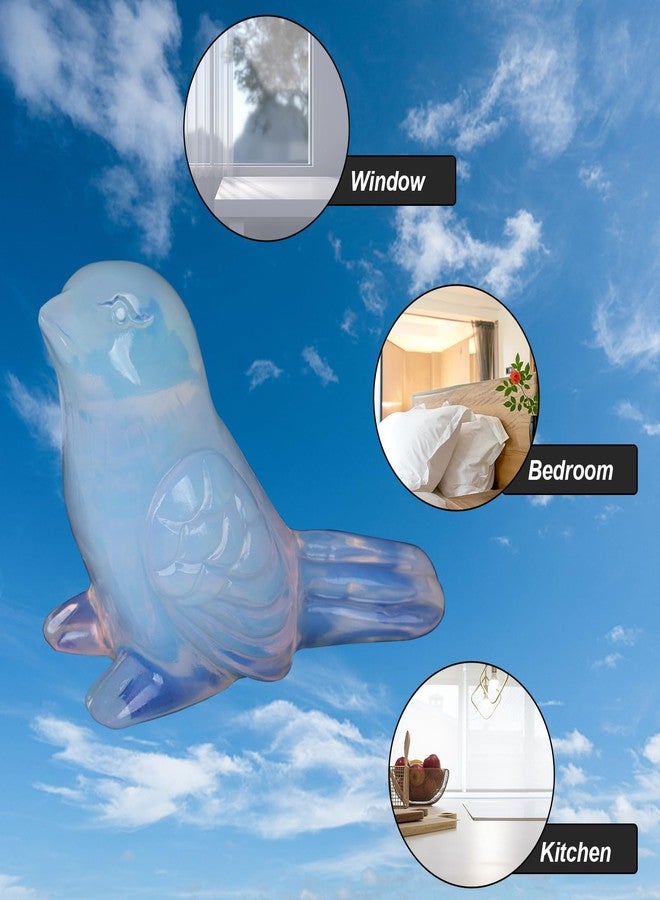 Ytbeoxk Opalite Crystal Bird Carving Hand Carved Gemstone Bird Figurine 2.4 Inch Polished Animal Sculpture Healing Stone Home Office Desk Decoration Gift Collection - Image 5